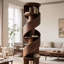 Bibliothèque rotative en bois massif Nut-Brown