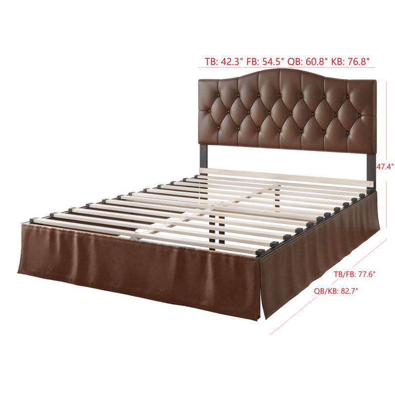 Dirksje Vegan Leather Bed, Queen