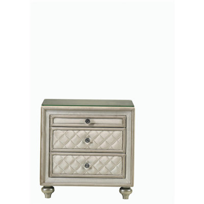 Table de chevet en velours beige Lucienne