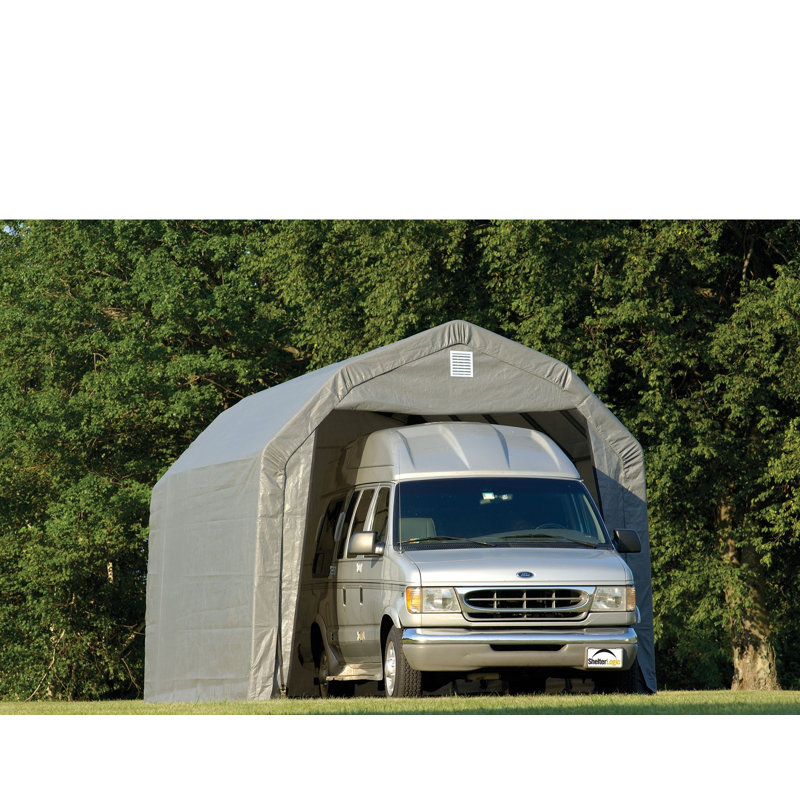 12' x 24' Gray Portable Barn-Style Garage with Roll-Up Doors