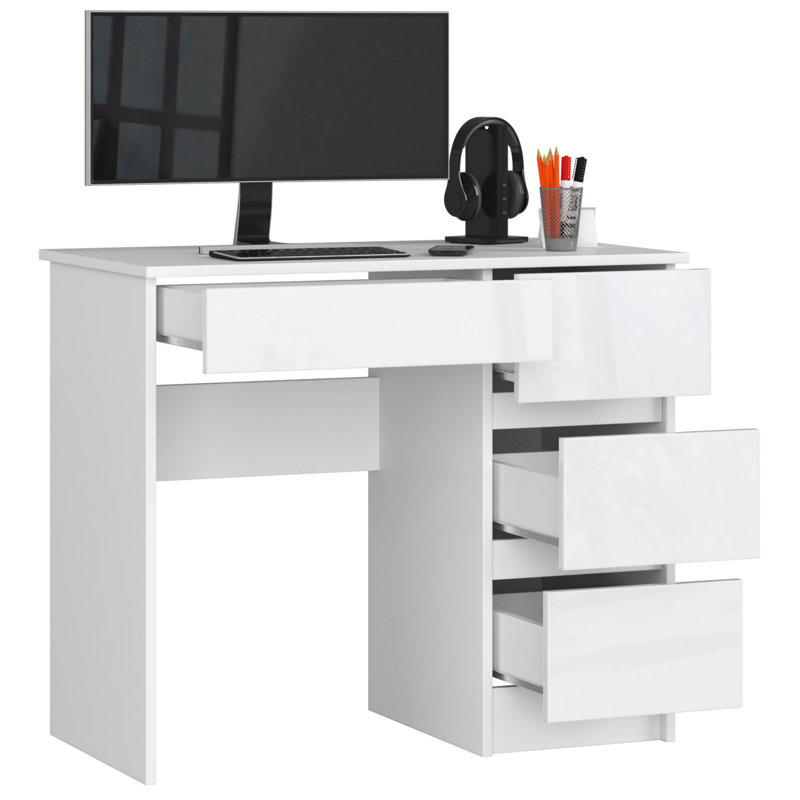 Elizeabeth Writing Desk, Right Hand Return, White Gloss