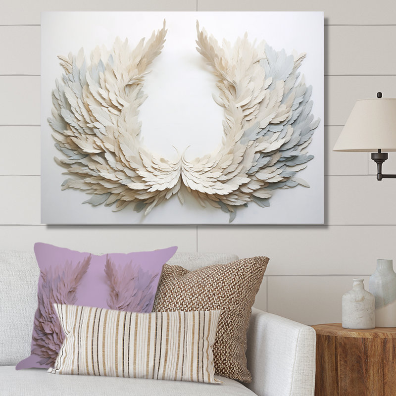 Couronne de plumes noires et blanches - Reproductions encadrées, 12" H x 20" W, Toile tendue
