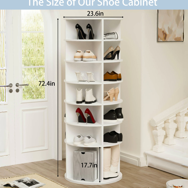 Tour de rangement pour chaussures 360, 360, pouvant contenir de nombreuses chaussures, support rotatif de conception moderne 7, Keeps Things Tidy, blanc