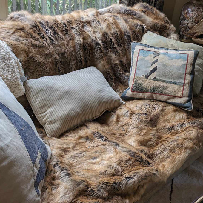 Fox Print Throw Blanket Luxury Crystal Fox Fur Blanket: Genuine