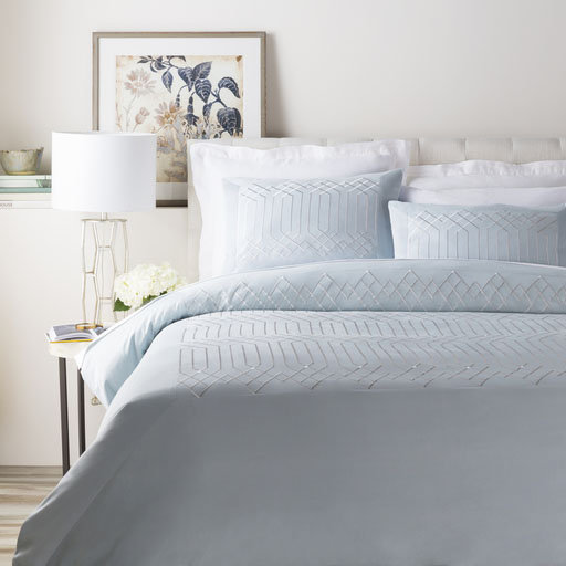 Plaza Cotton Geometric Shapes Duvet Cover, Twin, Light Blue