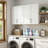 59" Big Laundry Room Cabinet Wall Mounted, for Kitchen, Adjustable Shelves, White