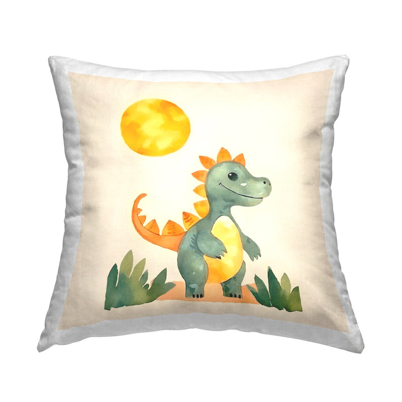 Coussin décoratif "Happy Dinosaur & Sun" par Andrea Haase