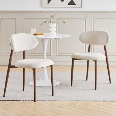 Upholstered Linen Blend Dining Chair in Beige