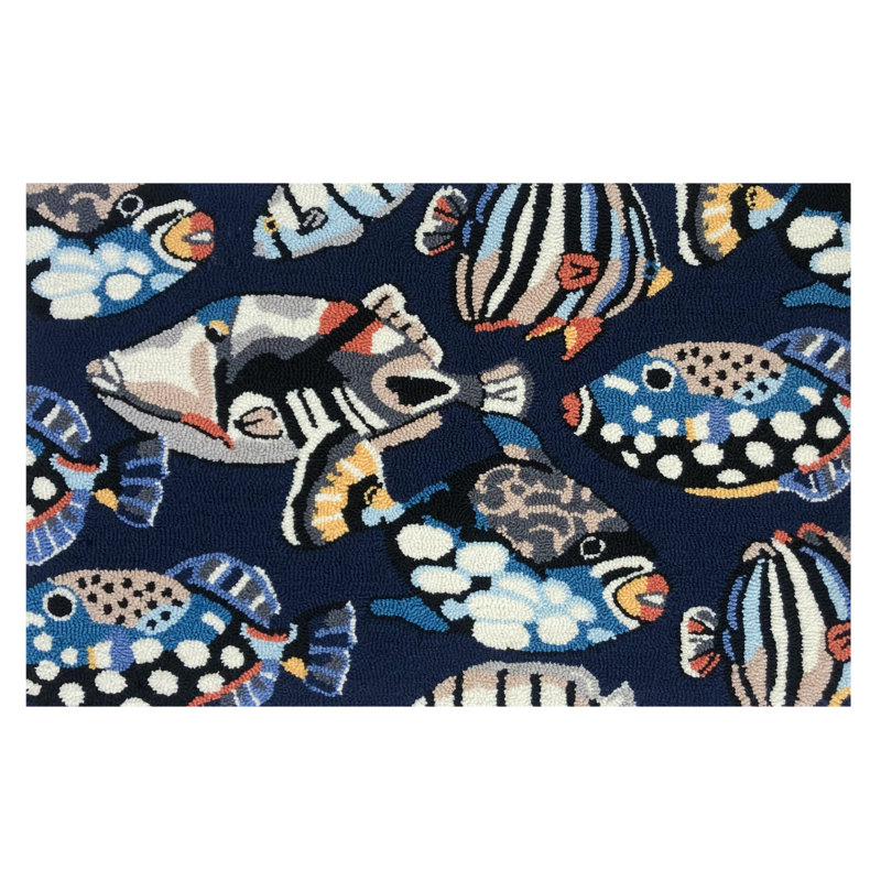 Motif de lancer de poisson indigo, Île Seymour Nord, Galapagos, L 24 po x L 36 po