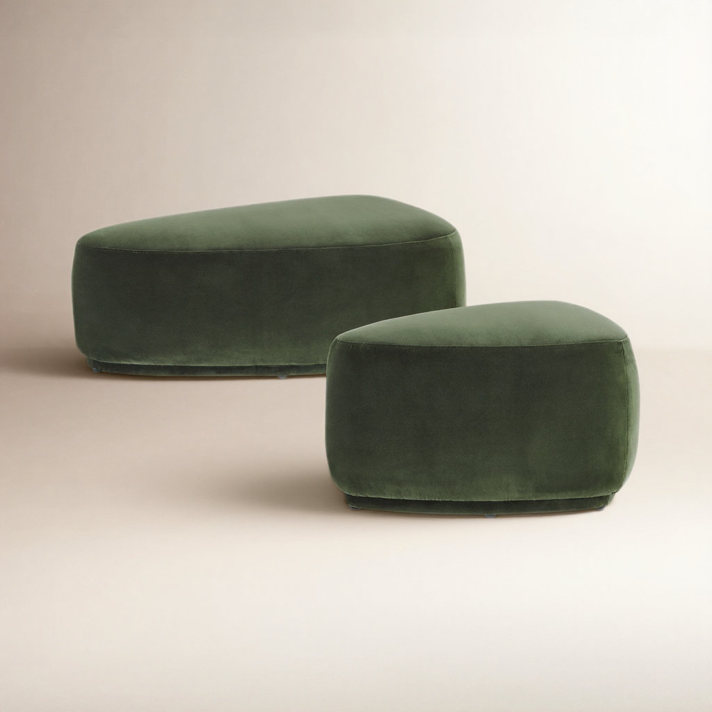 Adna 44" Ottoman Set, Moss Luxe Velvet