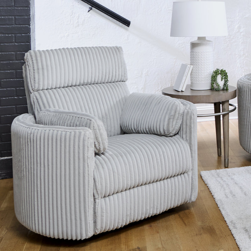 Power Swivel Glider Rocker Recliner, Mega Grey Corduroy