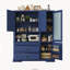 Buffet autoportant traditionnel 63,3 x 17,8 x 78,3 po avec huche, grand garde-manger avec tiroirs, tablette de porte et tablettes réglables, bleu-133394562
