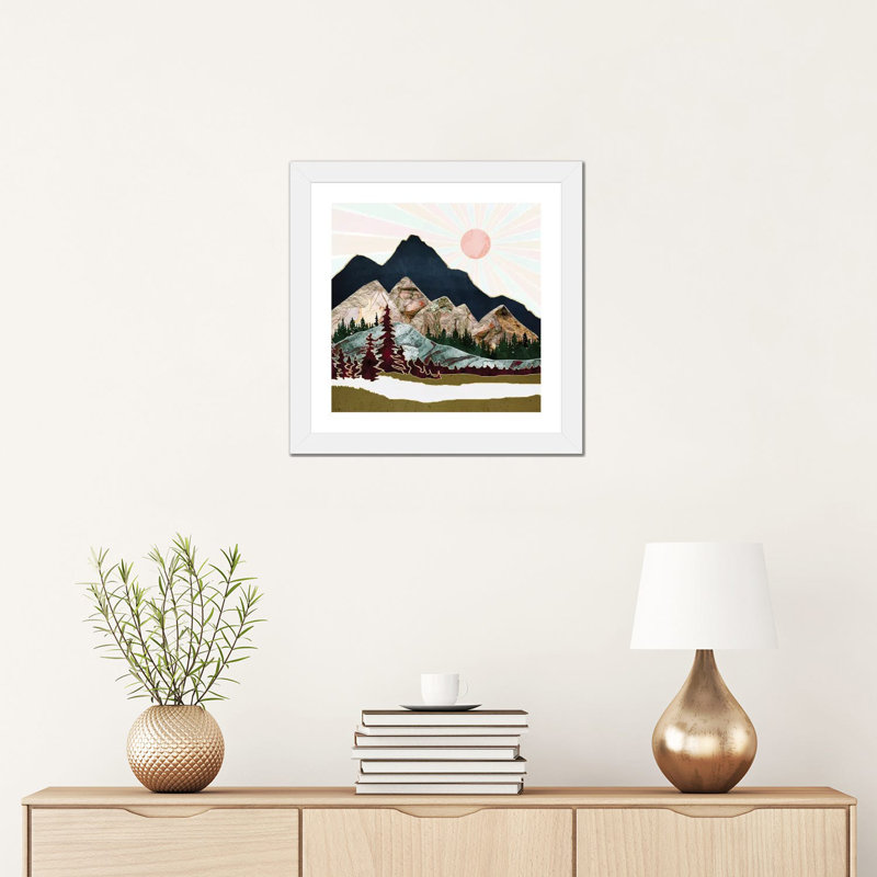 Retro Autumn Vista - impression d'art graphique, 16" H x 16" W x 1" D, White Framed Paper, Blanc