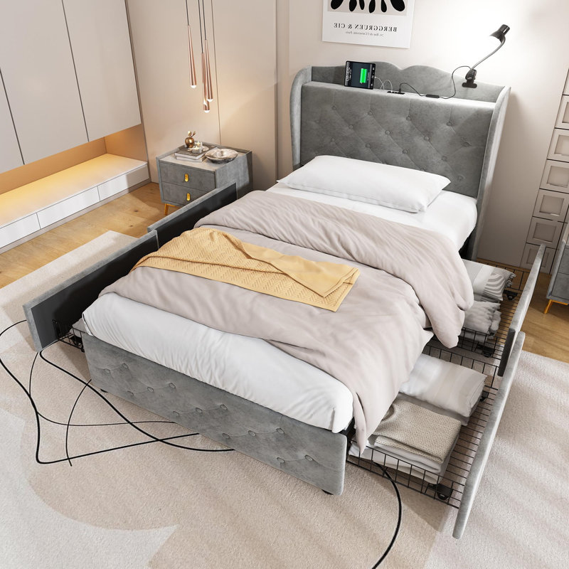 Aydree Upholstered Storage Bed, Single (3')