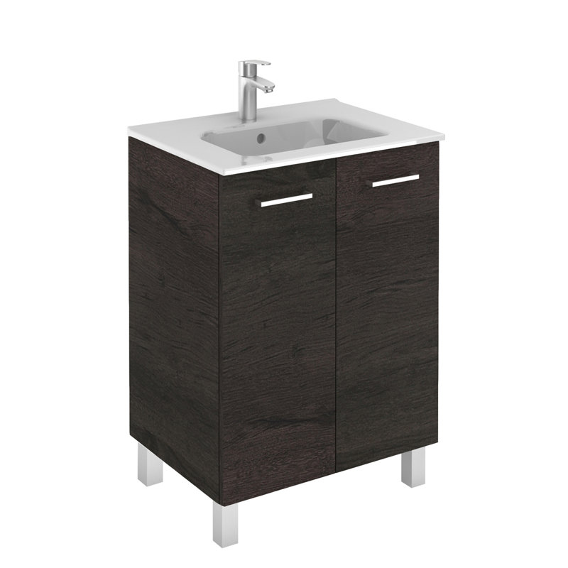 Logic 23.6'' Single Bathroom Vanity with Ceramic Top, Wenge