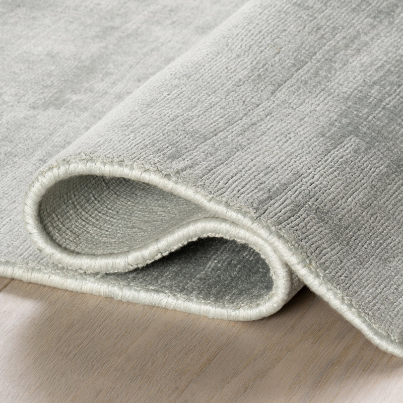 Alva Sky Hand Loom Knotted Viscose Rug, Runner 2'6" x 8'