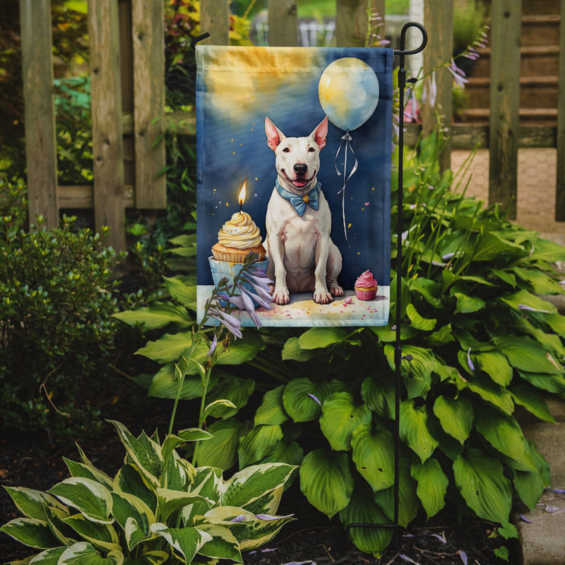 Drapeau de jardin «Happy Birthday», Bull-terrier