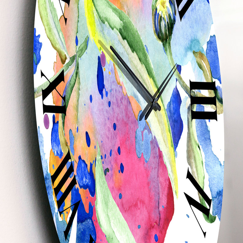 Iridiscent Daisy Flowers - Horloge murale transitionnelle, Très petit