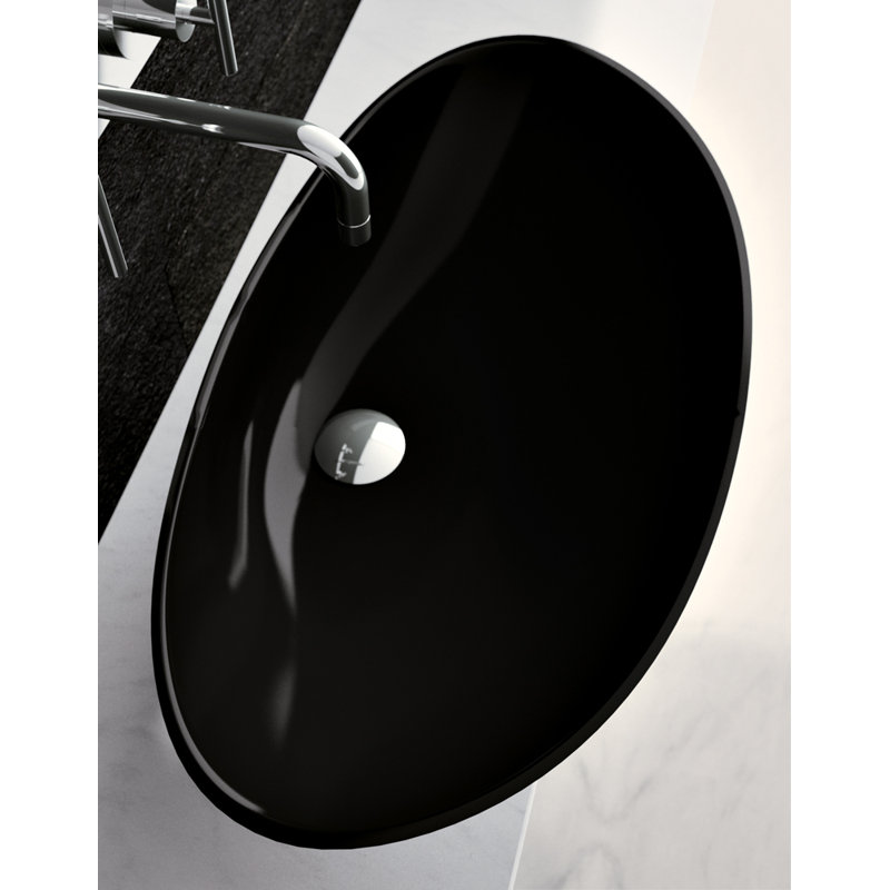Maestro Bath 12.6'' Oval Bathroom Sink, Black Polish