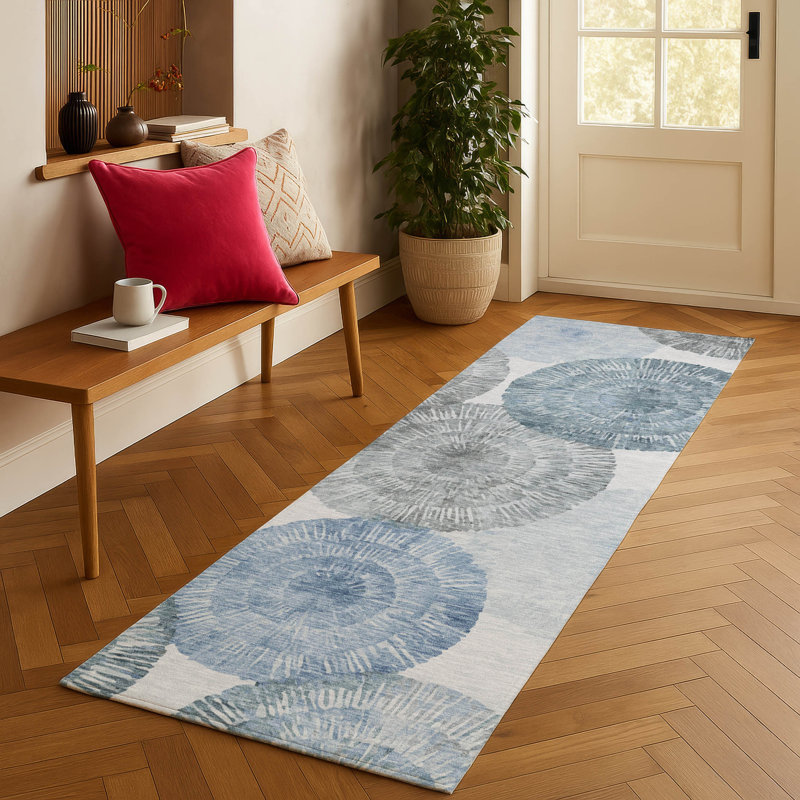 Tapis abstrait intérieur / extérieur lavable à la machine Adalaide ACN2351, Tapis de couloir 2 pi 3 po x 7 pi 6 po