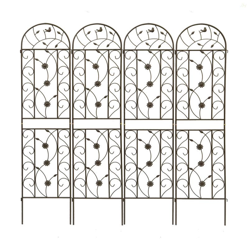 4 Pack Metal Garden Trellis 86.7" X 19.7" Rustproof Trellis For Climbing Plants Outdoor Flower Support Brown