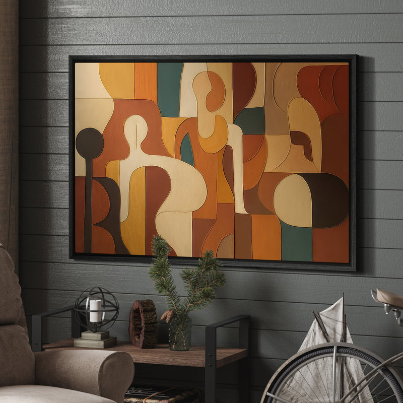 Framed Canvas Wall Art - Vintage Abstract Wall Prints for Bedroom - 24"x36", Black