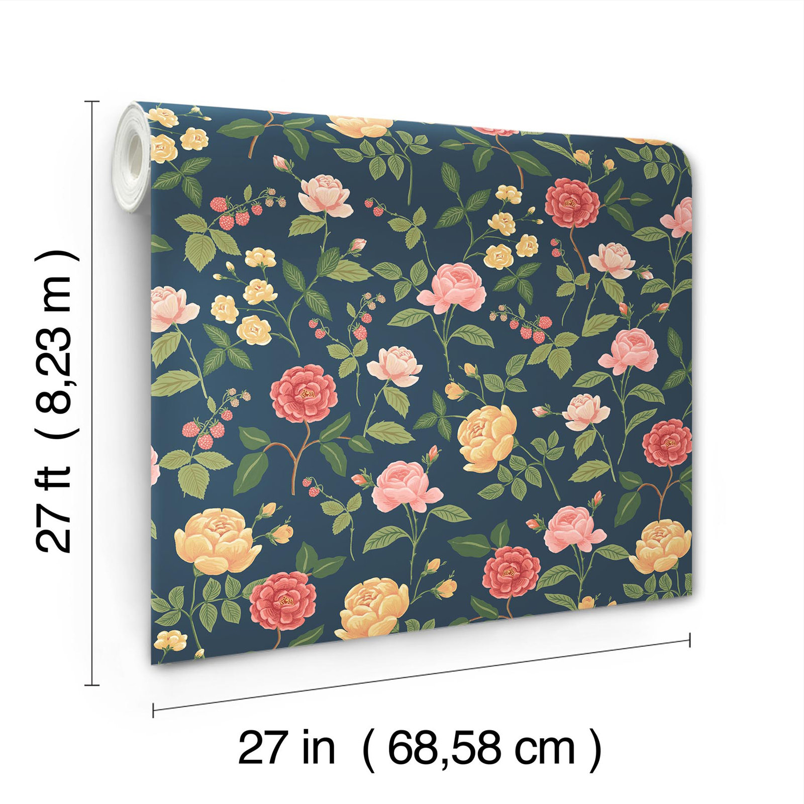 Rifle Paper Co. Roses Wallpaper, Navy
