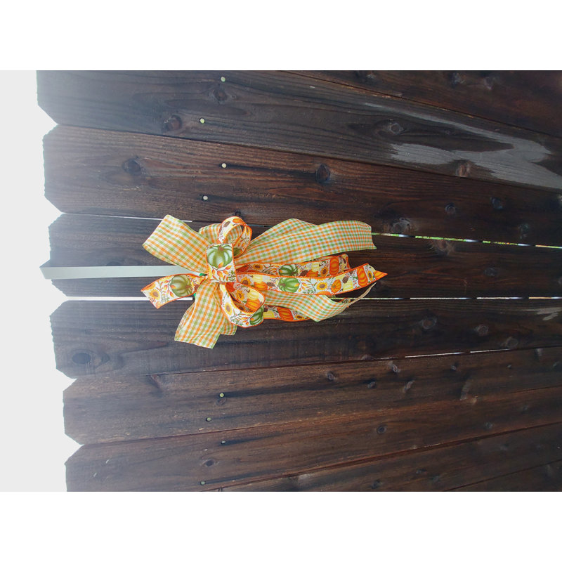 Fall Gingham And Pumpkin Bow