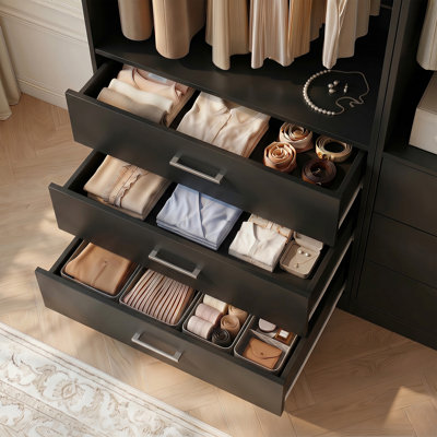 Freestanding Small 72" Closet System With 9 Wood Drawers