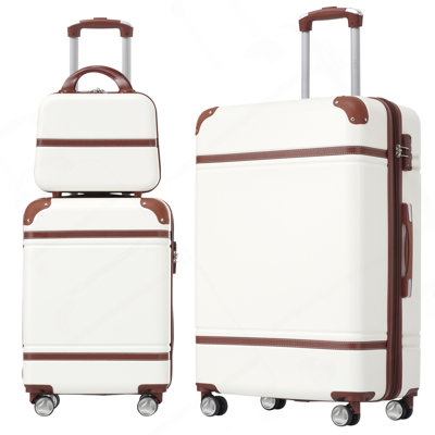 Valise à roulettes Hardshell 3 pièces 20 "+ 28" Valise avec serrure TSA légère, blanche
