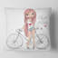 Carré, jeune fille à bicyclette - Coussin décoratif pour enfant-60158051