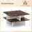 2-Tier Square Coffee Table Industrial Accent Cocktail Table with X-Shaped Base