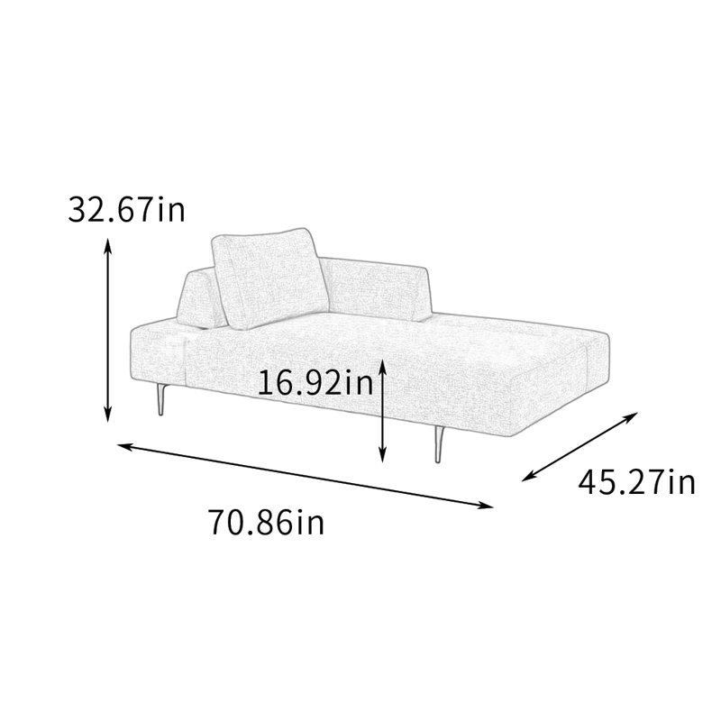 Méridiennes d'intérieur modernes avec pieds en métal, Gris, Orienté à droite
