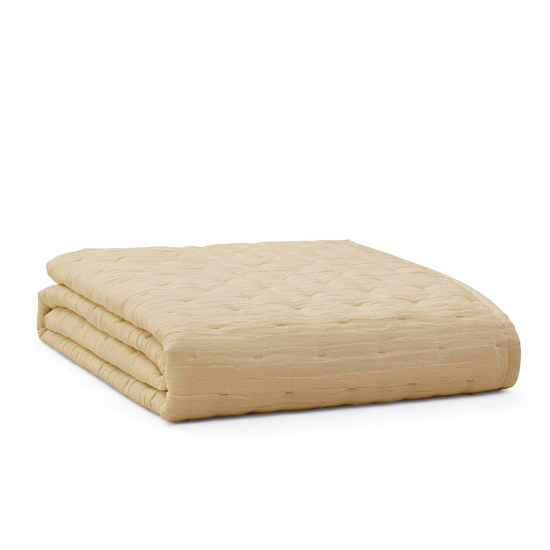 Meditate Linen Quilt, King Quilt, Gold