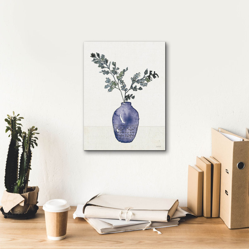 «Fresh Farmhouse 2 Blue» par Anne Tavoletti, art mural sur toile, H 16 po x l 12 po x P 0,75 po