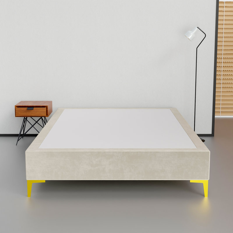 Karvin 15" Premium Velvet Material Wood Box Spring/Bed Frame, Durable, Stylish, Multi Color, Twin, Taupe