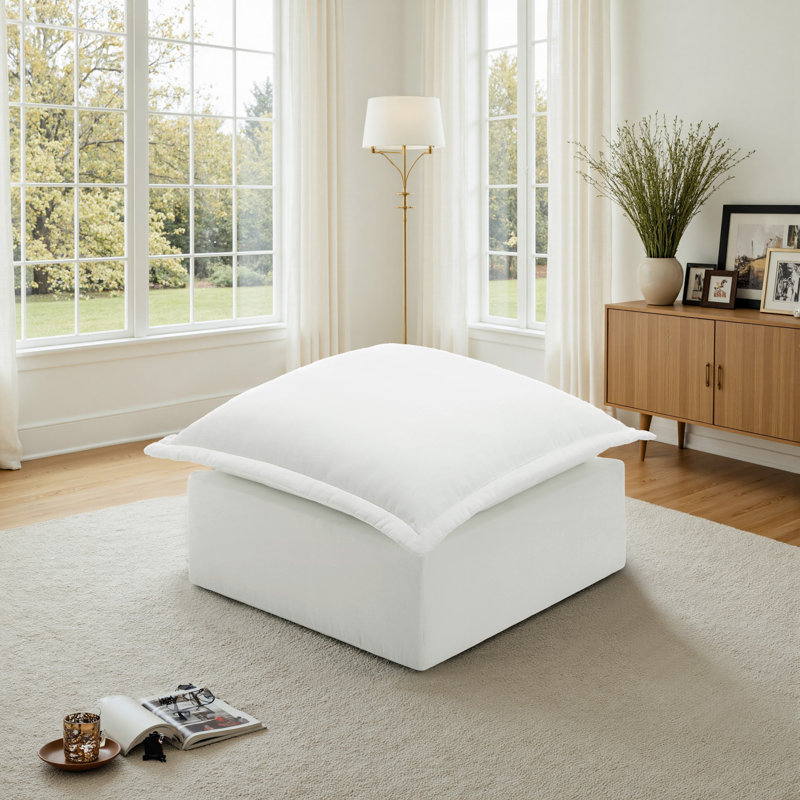 31.8cm Wide Square Solid Colour Ottoman, White