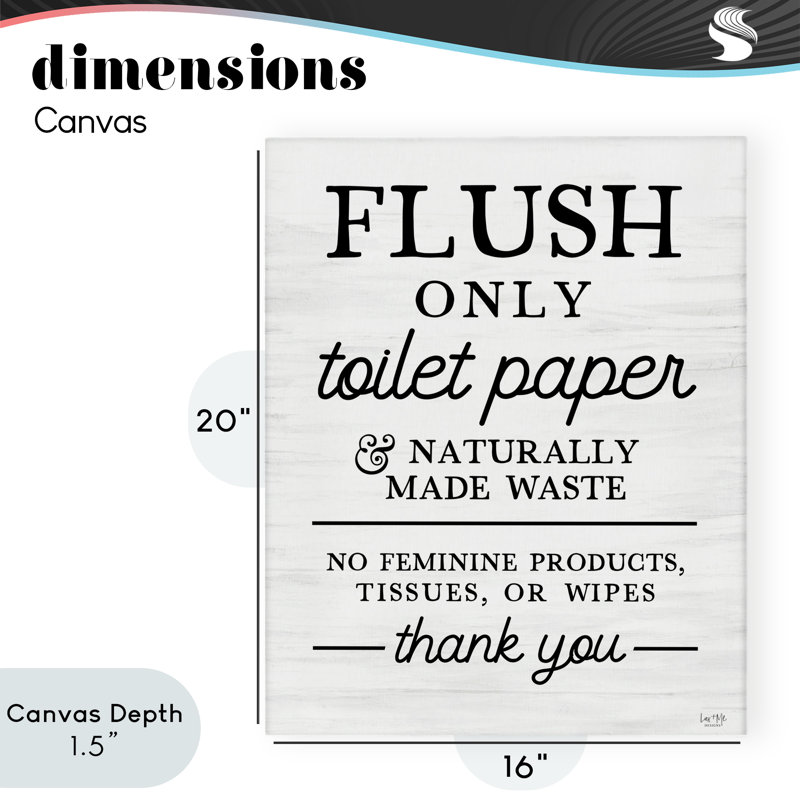 Papier hygiénique Flush Only Rules Canvas, design par Lux + Me Designs, H 20 po x l 16 po