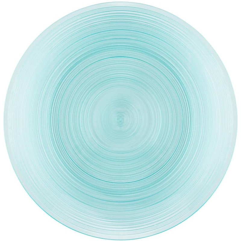 Ensemble de 32 assiettes rondes en plastique bleu turquoise translucide avec bordure dorée de 7 po et 10 po