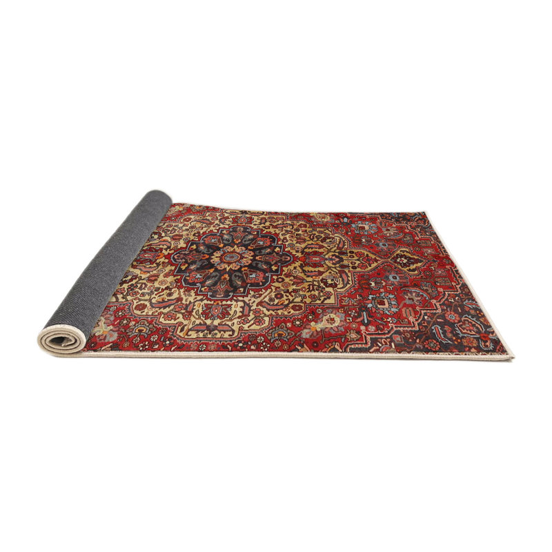 Tapis traditionnel rouge / noir, Rond 4 pi