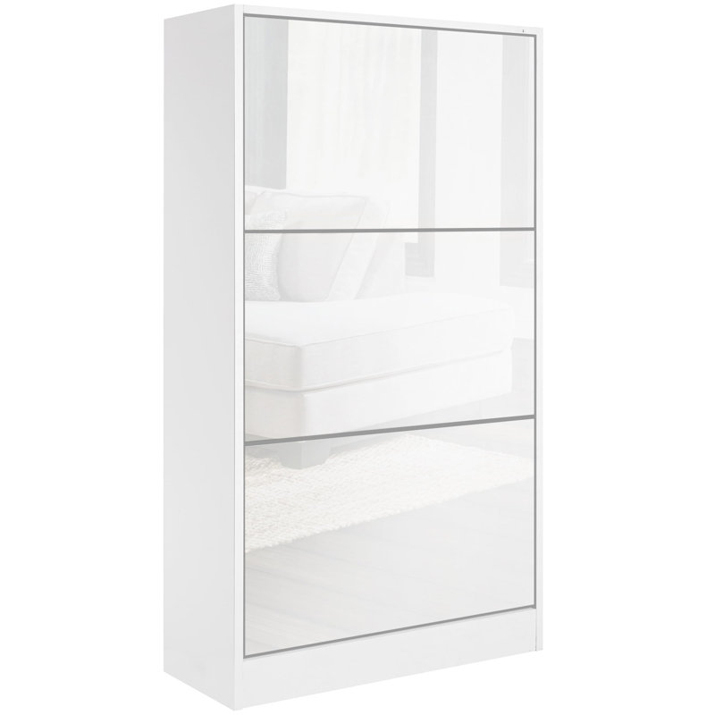 12 Pair Shoe Storage Cabinet, White 