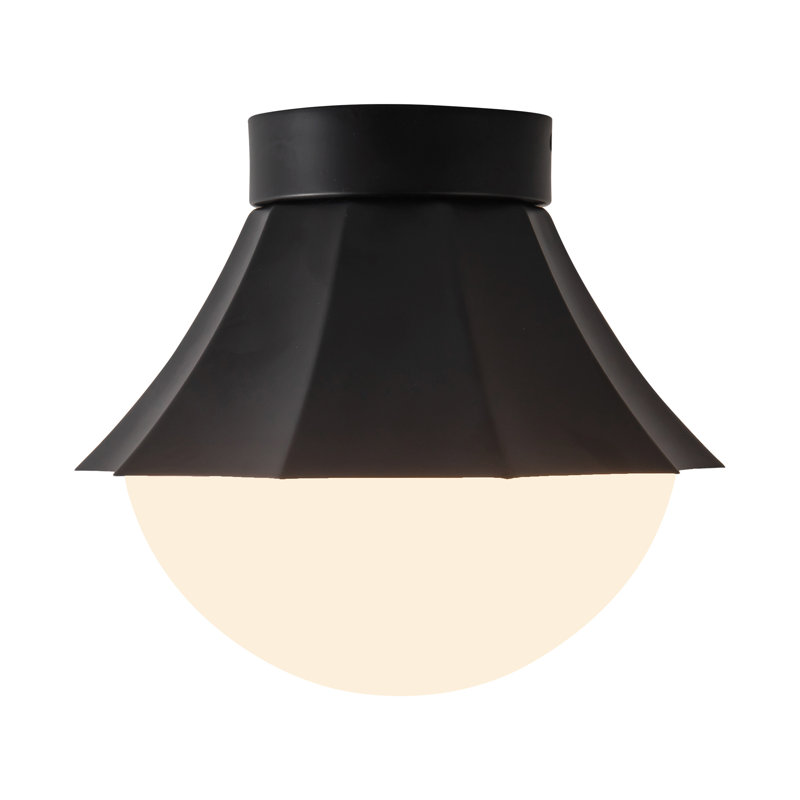 Shelton 12-in Matte Black Semi-Flush Mount with Matte Opal Glass, Matte Black