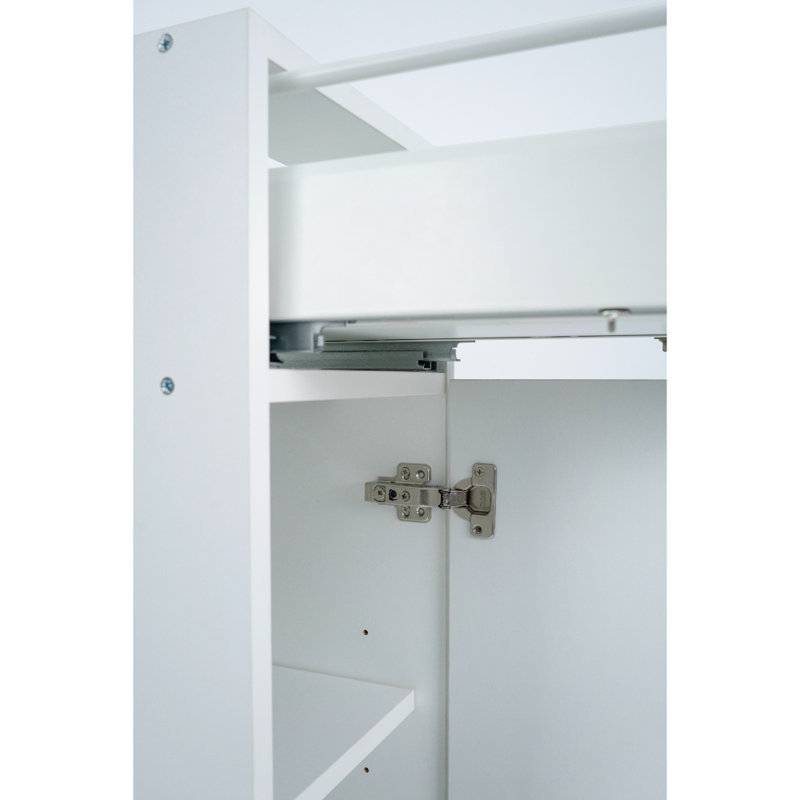 Radiance Radiance Ready to Assemble Slab Base Kitchen Cabinet in White Gloss, 34.5" H x 12" W x 24" D