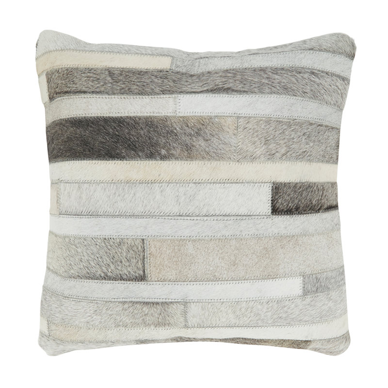 Gray Leather Hide Euro Throw Pillow Cover
