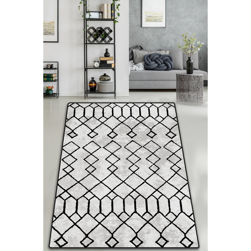 Tapis doux et élégant, 100% polyester, 47,2 po x 63,0 po | Poils de 10 mm de hauteur, antibactérien, antidérapant, lavable à la machine | Idéal pour le salon, la chambre à coucher et la salle de jeux, conception facile d'entretien
