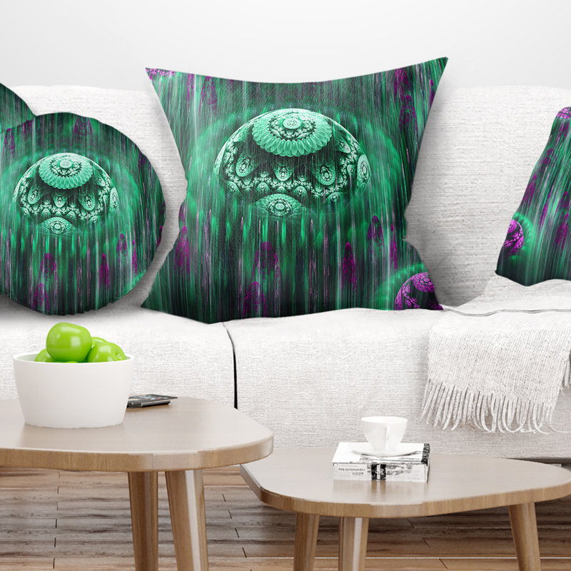 World of Infinite Universe - Coussin imprimé abstrait, 18 po x 18 po, Vert / mauve