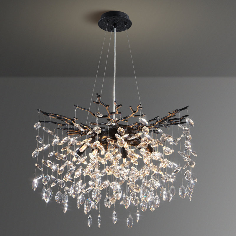Lustre en cristal Paree Luxury, H 17,7 po x l 23,6 po x P 23,6 po, Noir mat