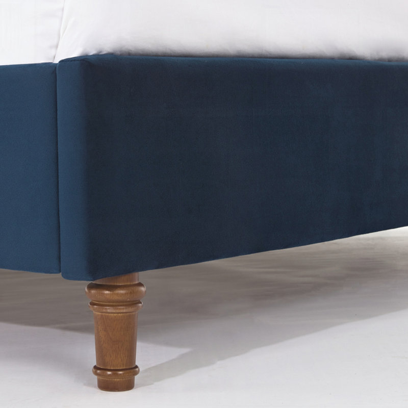 Structure de lit élégante avec tête de lit et fabrication robuste pour un sommeil confortable, Bleu