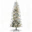 Sapin de Noël artificiel de 2,3 m (7,5 pi) pré-illuminé, recouvert de neige floquée, 850 extrémités de branches, 350 lumières jaune chaud transparentes, ouverture automatique et ampoules de rechange pour la décoration intérieure des fêtes