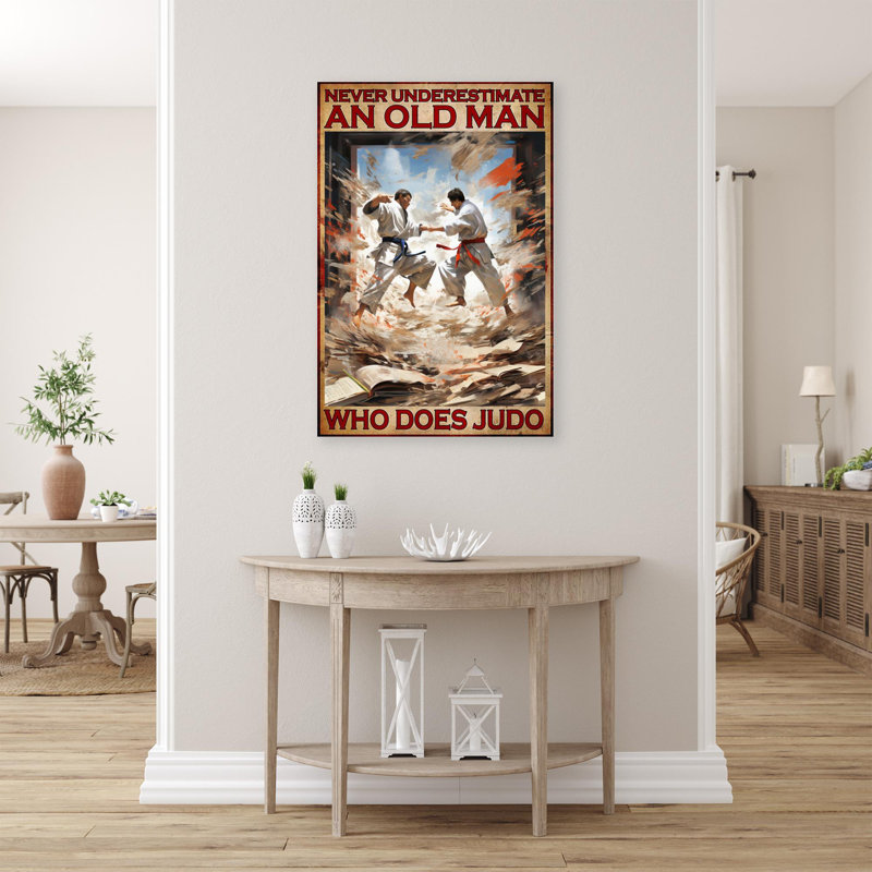 «Old Man Who Does Judo», reproduction d'art rectangulaire sur toile tendue 1 pièce, H 20 po x l 16 po x P 1,25 po